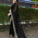 Black Organza Saree With Silver Border