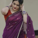 Teal Blue Contrast Silk Saree Set