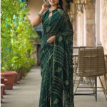 Emerald Bandhani Printed Traditional Saree