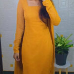 Mustard Fitted Straight Kurta Suit Set