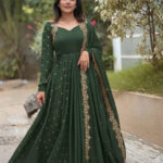 Forest Green Embellished Anarkali Gown Set